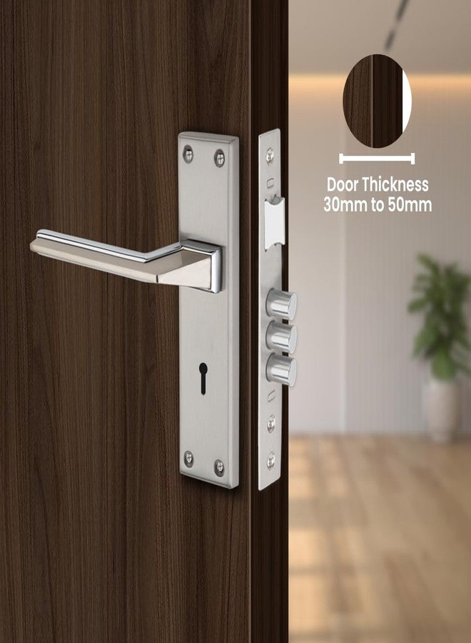 Link Slava Mortise Lock |for Main & Internal Door in Residential & Commercial Spaces | 8 Inches Heavy Duty Handle Set with Both Side Key Access, 3 Keys,6 Lever Lock Body |SS Finish|2 Years Warranty - Image 2